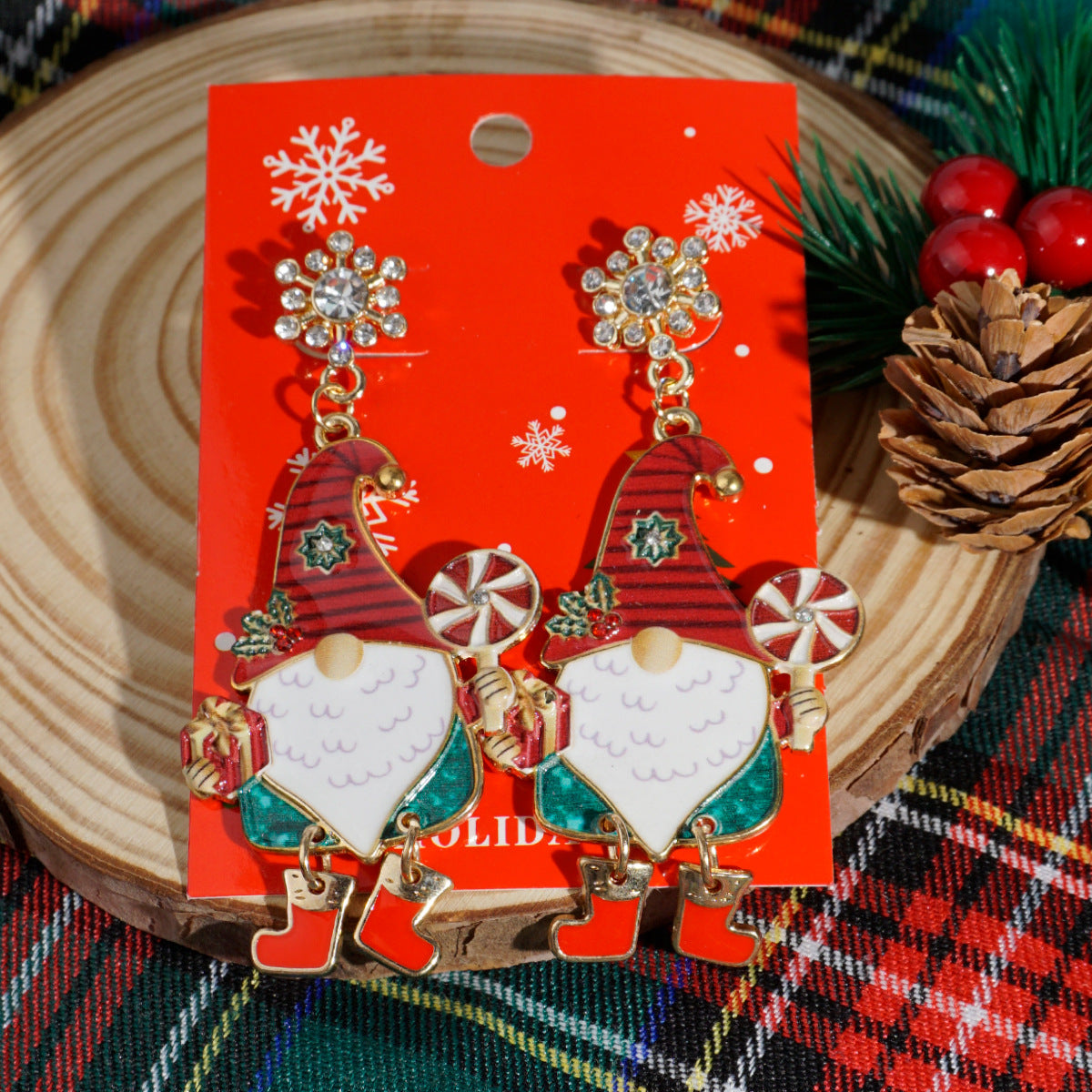 Wholesale Christmas cartoon diamond alloy earrings